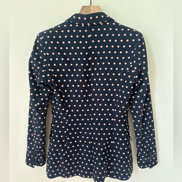 EUC Smythe The Lounge Blazer in Sporty Polka Dot Jacquard Navy Cotton Blend - Picture 8 of 13